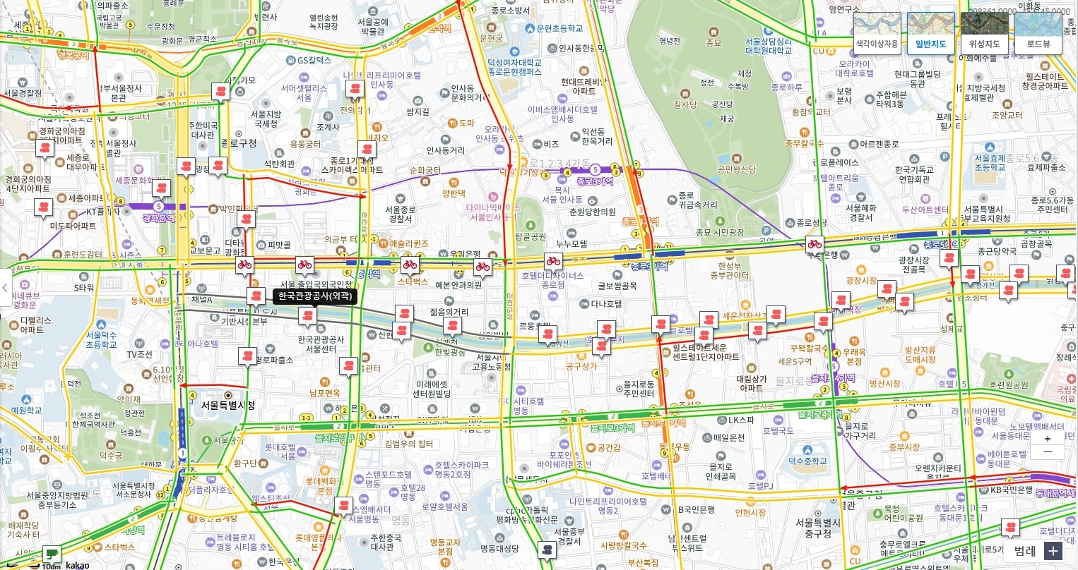 서울특별시 교통정보 시스템 불법주정차 단속 카메라 지도